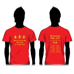Absolventská trička - Červené triko + 2 jednobarevné potisky A3
