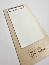 Dřevěné desky A5 na jídelní lístek s kovovým klipem 280x170mm + laser loga  - kopie
