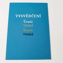 Desky na vysvědčení – plátno, ručně vyrobené desky na doklad o velikosti A4