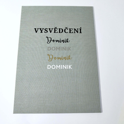 Desky na vysvědčení – plátno, ručně vyrobené desky na doklad o velikosti A4