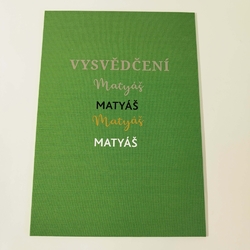 Desky na vysvědčení – plátno, ručně vyrobené desky na doklad o velikosti A4