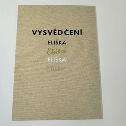 Desky na vysvědčení – plátno, ručně vyrobené desky na doklad o velikosti A4