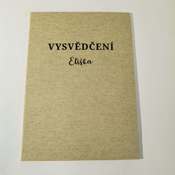 Desky na vysvědčení – plátno, ručně vyrobené desky na doklad o velikosti A4