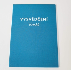 Desky na vysvědčení – plátno, ručně vyrobené desky na doklad o velikosti A4
