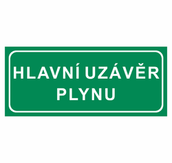 Hlavní uzávěr plynu, text - PVC samolepka