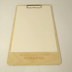 Dřevěné desky A4 na jídelní lístek s kovovým klipem 370x230mm A4 + laser loga