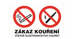 Zákaz kouření vč. elektronických cigaret - PVC samolepka