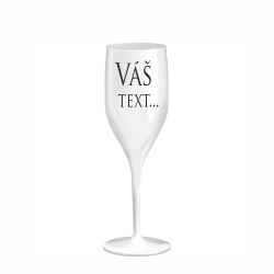 Nerozbitná bílá sklenička na sekt z tritanu s vlastním potiskem - 150 ml 