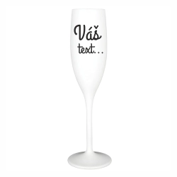 Nerozbitná bílá sklenička na sekt z tritanu s vlastním potiskem - 160 ml