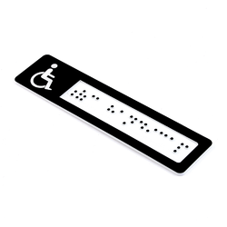 CEDULKA NA DVEŘE PRO NEVIDOMÉ (Braillovo písmo) - WC - 105x25mm - ČERNÁ