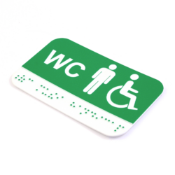 CEDULKA NA DVEŘE PRO NEVIDOMÉ (Braillovo písmo) - WC muži+handicap - 100x60 mm