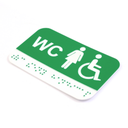 CEDULKA NA DVEŘE PRO NEVIDOMÉ (Braillovo písmo) - WC ženy+handicap - 100x60 mm