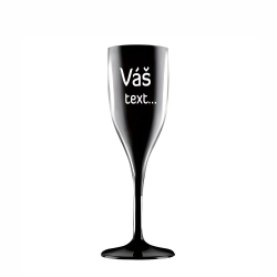 Nerozbitná černá sklenička na sekt z tritanu s vlastním potiskem - 150 ml