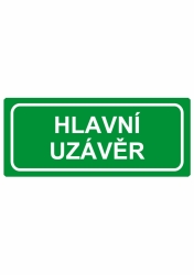 Hlavní uzávěr, text - PVC samolepka