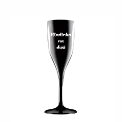 Nerozbitná černá sklenička na sekt z tritanu s vlastním potiskem - 150 ml