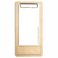 Dřevěné desky A5 na jídelní lístek s kovovým klipem 300x150mm + laser loga 