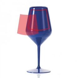 Nerozbitná modrá sklenička na víno z tritanu s vlastním potiskem - 460 ml 