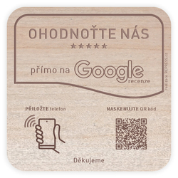 NFC + QR dřevěná destička pro Google recenze