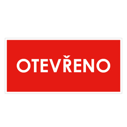 Otevřeno - PVC samolepka - více barevných variant