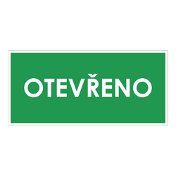 Otevřeno - Plastová tabulka (kömatex) - více barevných variant