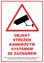Objekt střežen kamerovým systémem samolepka • COPY-COLOR.cz