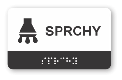Cedulka na dveře pro nevidomé (Braillovo písmo) - SPRCHY - 100x60 mm