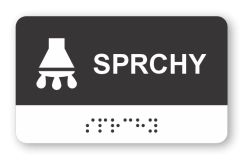 Cedulka na dveře pro nevidomé (Braillovo písmo) - SPRCHY - 100x60 mm