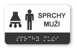 Cedulka na dveře pro nevidomé (Braillovo písmo) - SPRCHY MUŽI - 100x60 mm