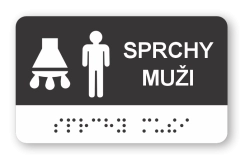 Cedulka na dveře pro nevidomé (Braillovo písmo) - SPRCHY MUŽI - 100x60 mm