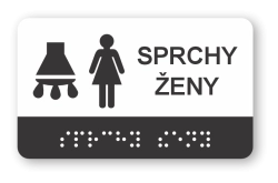 Cedulka na dveře pro nevidomé (Braillovo písmo) - SPRCHY ŽENY - 100x60 mm