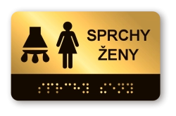 Cedulka na dveře pro nevidomé (Braillovo písmo) - SPRCHY ŽENY - 100x60 mm