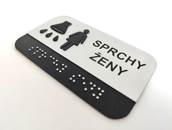 Cedulka na dveře pro nevidomé (Braillovo písmo) - SPRCHY ženy - 100x60 mm