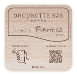  NFC + QR dřevěná destička ke sběru recenzí - Firmy.cz