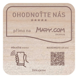 NFC + QR dřevěná destička ke sběru recenzí - Mapy.cz