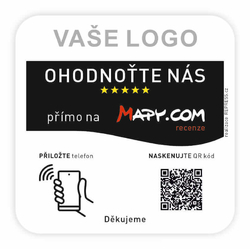NFC + QR destička ke sběru recenzí - Mapy.cz s vlastním logem