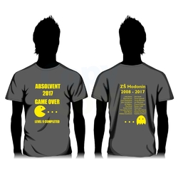 Absolventská trička - Černé tričko + 2 jednobarevné potisky A4