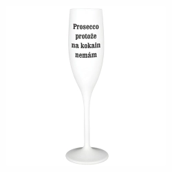 Nerozbitná bílá sklenička na sekt z tritanu s vlastním potiskem - 160 ml