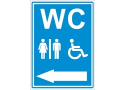 WC a ZTP - ŠIPKA - LEVÁ - Samolepka