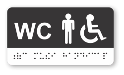 Cedulka na dveře pro nevidomé (Braillovo písmo) - WC muži handicap 