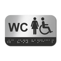 CEDULKA NA DVEŘE PRO NEVIDOMÉ (Braillovo písmo) - WC ženy+handicap - 100x60 mm