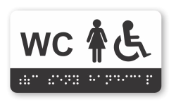 Cedulka na dveře pro nevidomé (Braillovo písmo) - WC ženy handicap