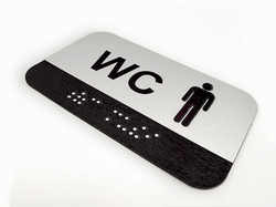Cedulka na dveře pro nevidomé (Braillovo písmo) - WC muži - 100x60 mm