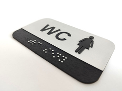 Cedulka na dveře pro nevidomé (Braillovo písmo) - WC ženy- 100x60 mm