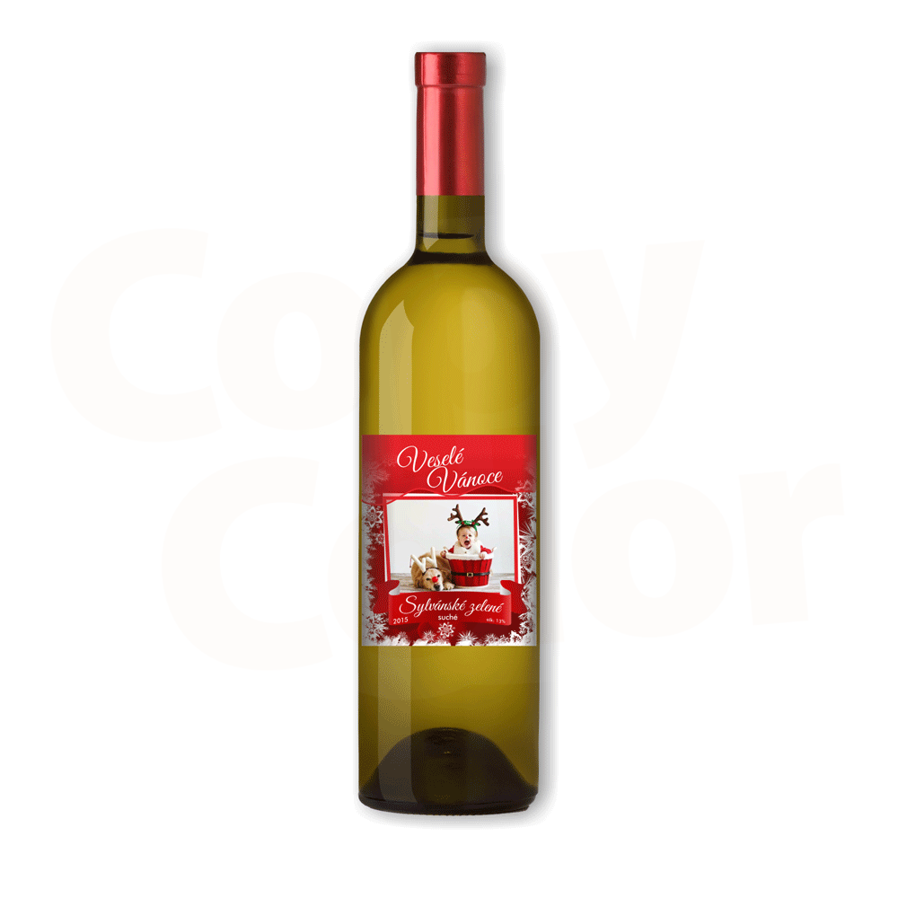 Bílé víno s vlastní etiketou VÁNOCE • COPY-COLOR.cz