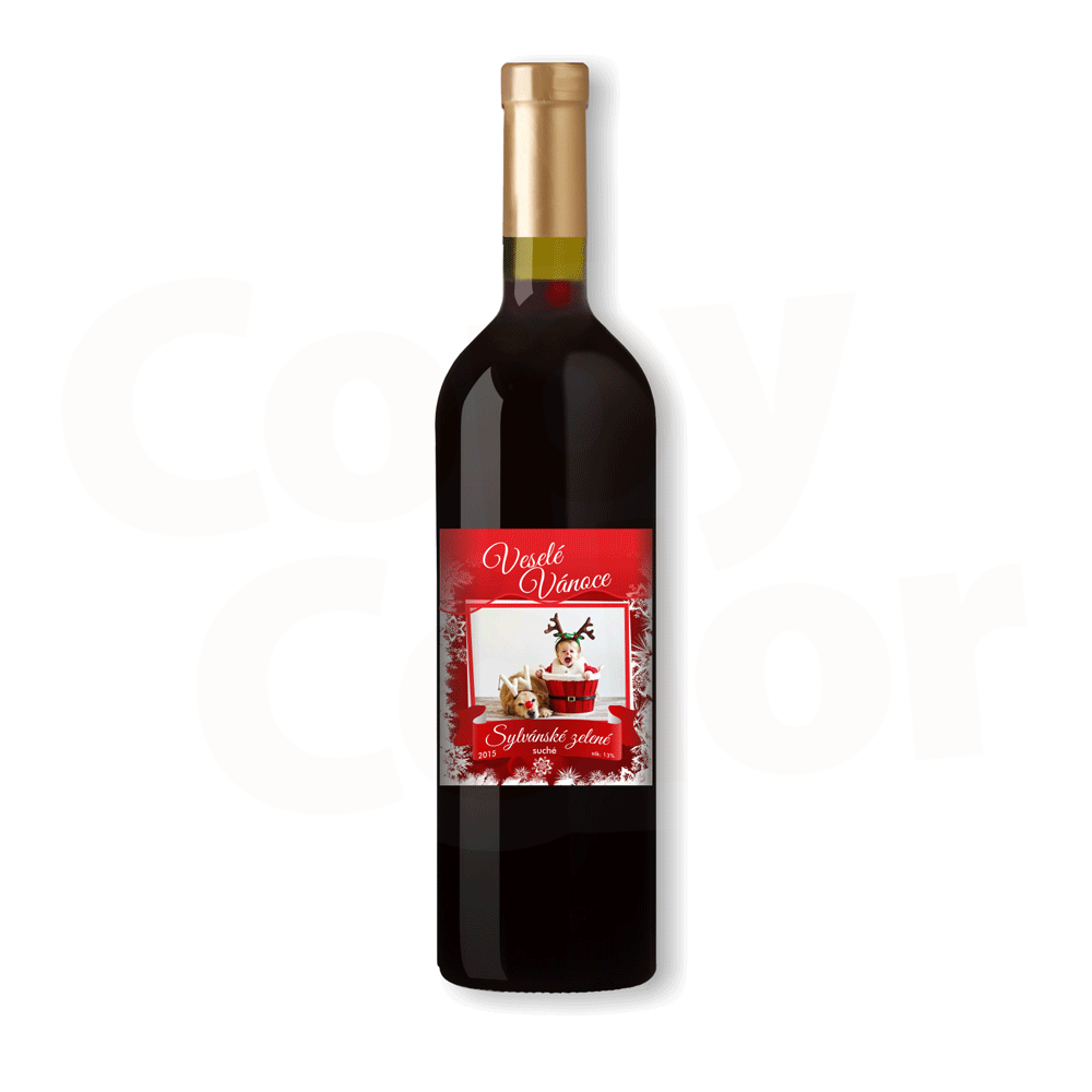 Červené víno s vlastní etiketou VÁNOCE • COPY-COLOR.cz
