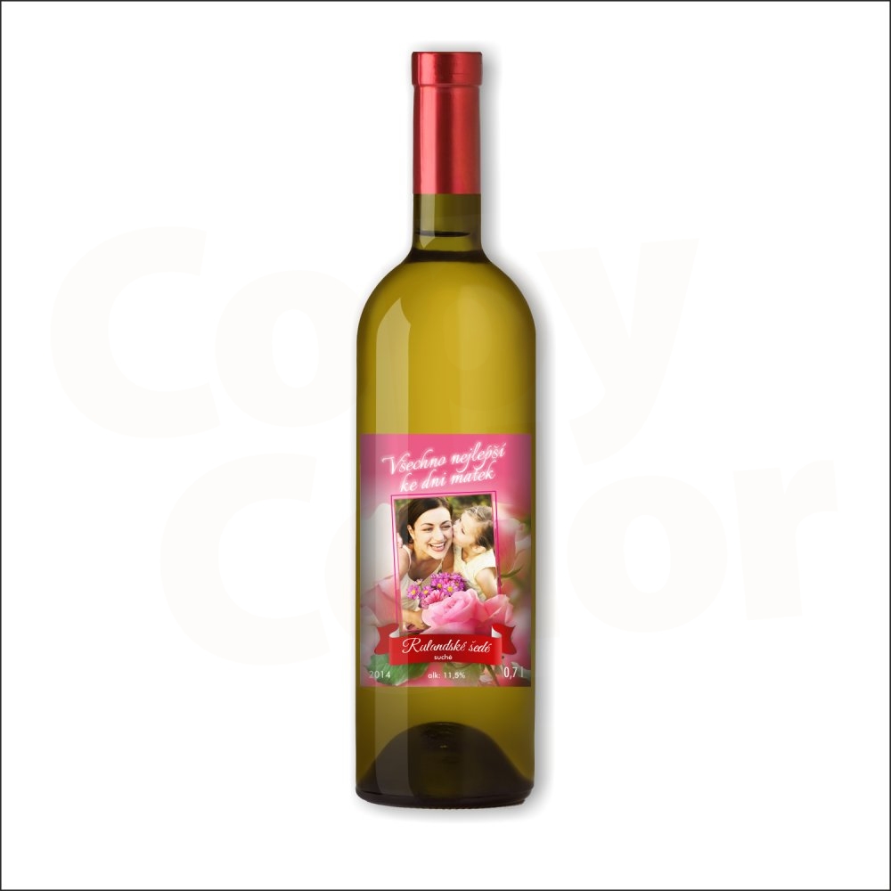 Bílé víno s vlastní etiketou DEN MATEK 2 • COPY-COLOR.cz