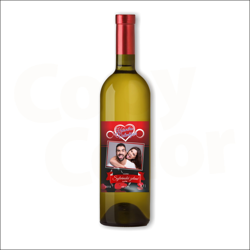 Bílé víno s vlastní etiketou VALENTÝN 3 • COPY-COLOR.cz