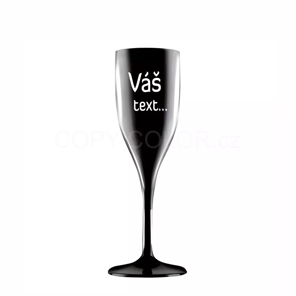 Nerozbitná černá sklenička na sekt z tritanu s vlastním potiskem - 150 ml
