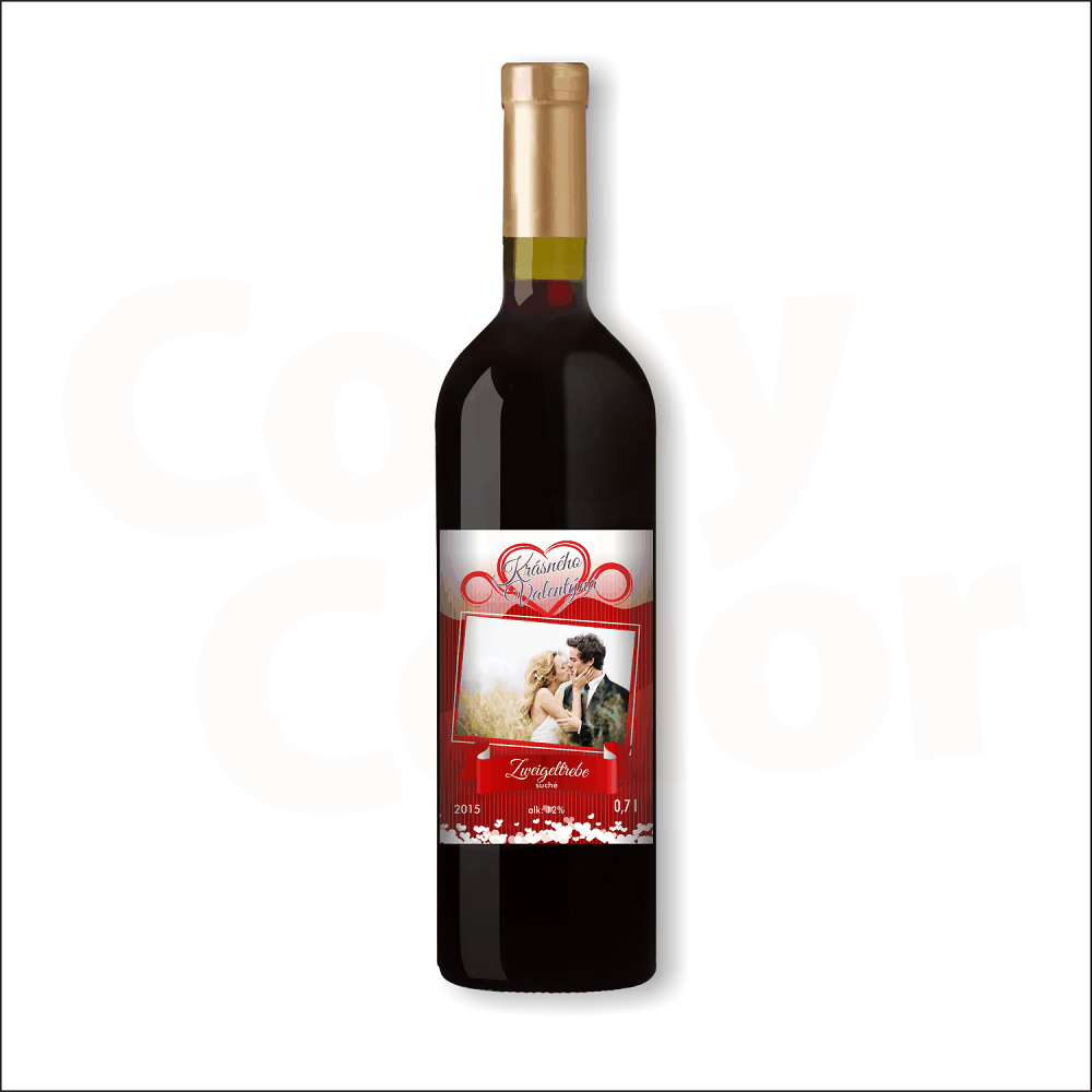 Červené víno s vlastní etiketou VALENTÝN • COPY-COLOR.cz
