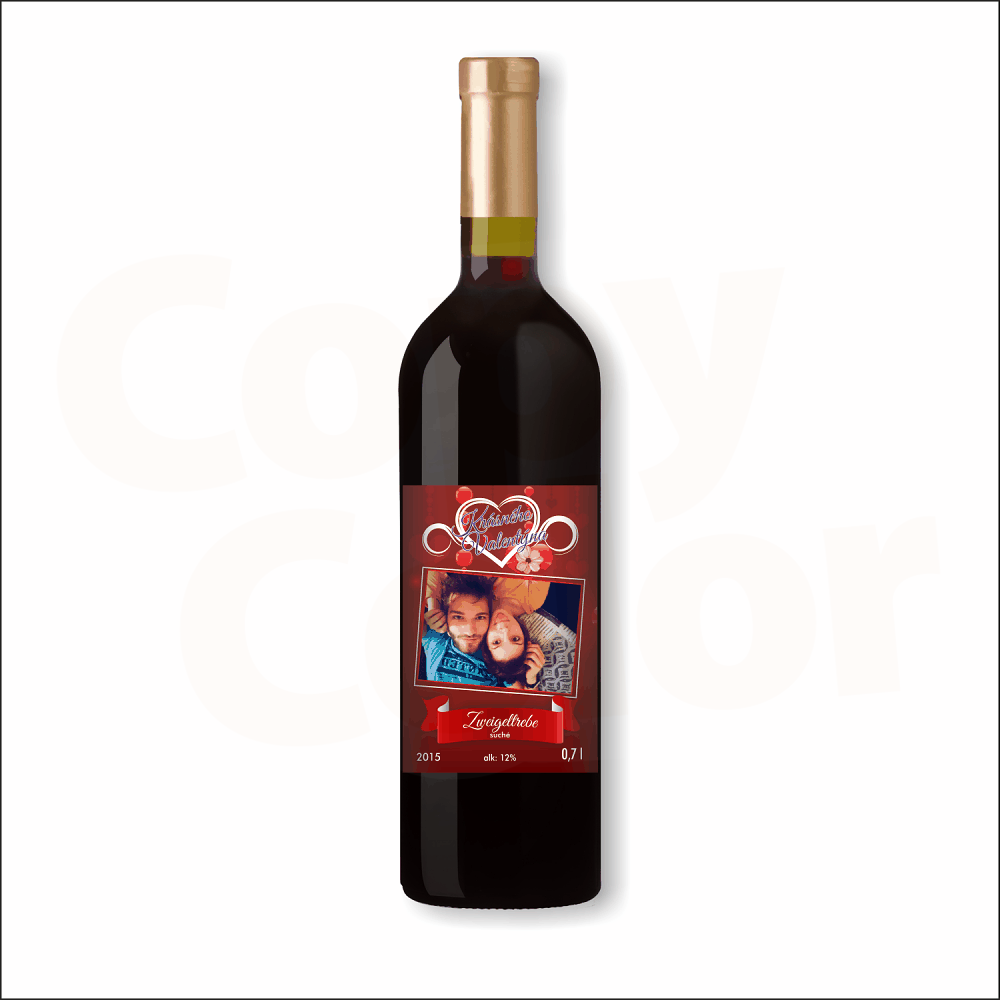 Červené víno s vlastní etiketou VALENTÝN 2 • COPY-COLOR.cz